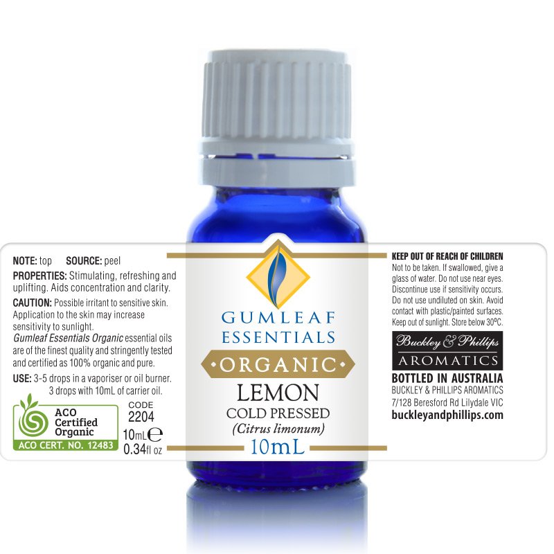 Organic Essential Oil - Cold Pressed Lemon (Energy)